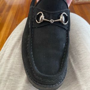 GUCCI Vintage Ladies Horsebit Loafers. Made in Italy.  Black Suede Size 41